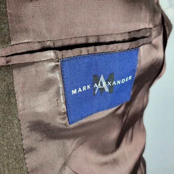 Mark Alexander Men's Sport Coat Blazer Brown Flannel Cashmere Blend 44L